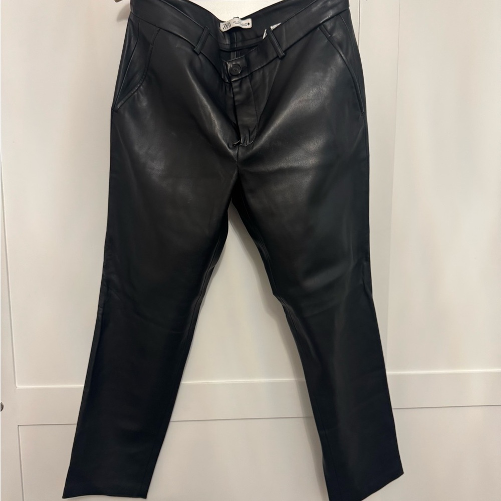 Zara Black Faux Leather Trousers